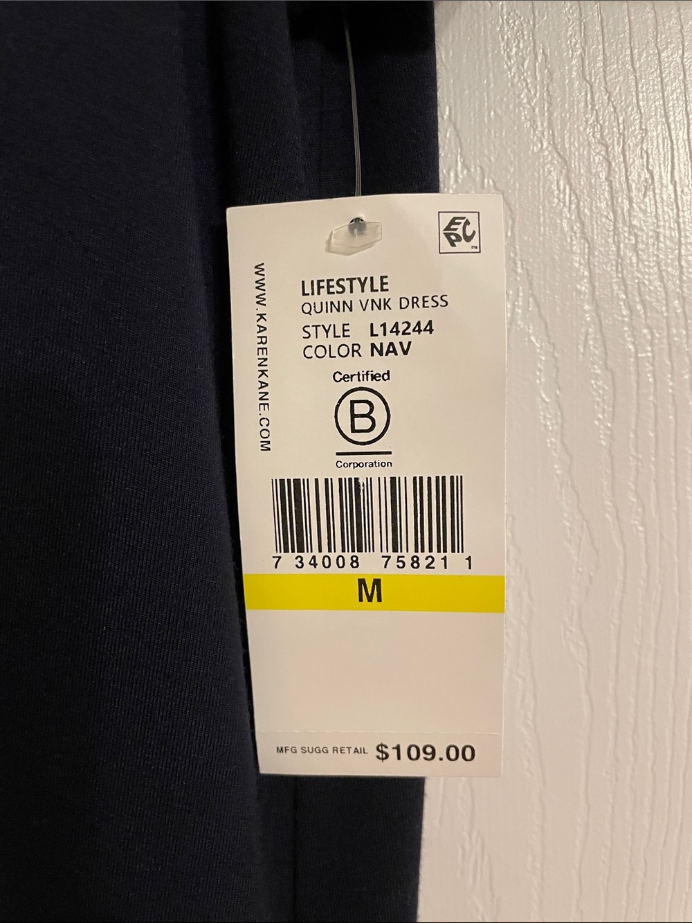 Karen Kane Dark Navy V-Neck Short Sleeve Dress, size M - Picture 2 of 4